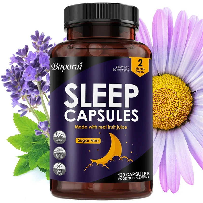 

Sleep Capsules - Containing Lavender and Lemon Balm, It Helps Promote Deep, Restful Sleep, Relaxation, and A Calming Effect