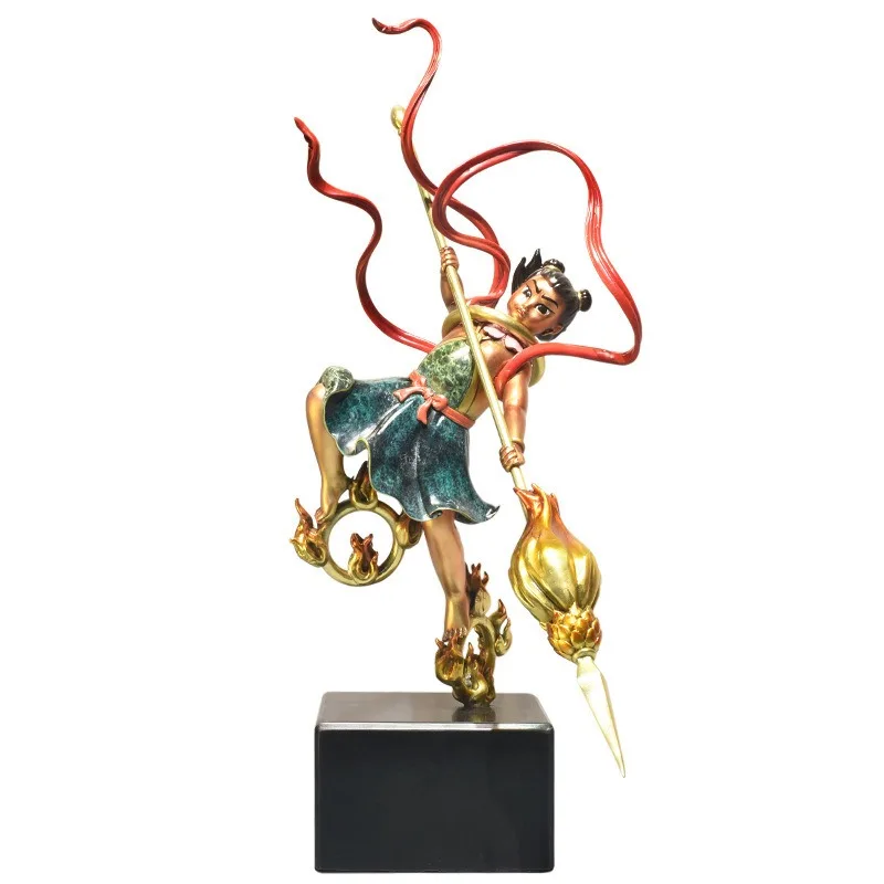 2026 Solid Copper Nezha Third Prince Statue Creative Chinese Style Home Living Room Decor Copper Craft Ornament