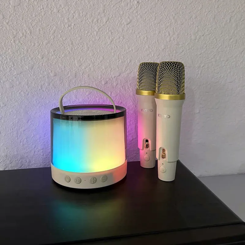 Mini Karaoke Machine for Adults Kids Teen with 2 Wireless Microphone,Small Portable Bluetooth Speaker, Outdoor Car Singing Audio