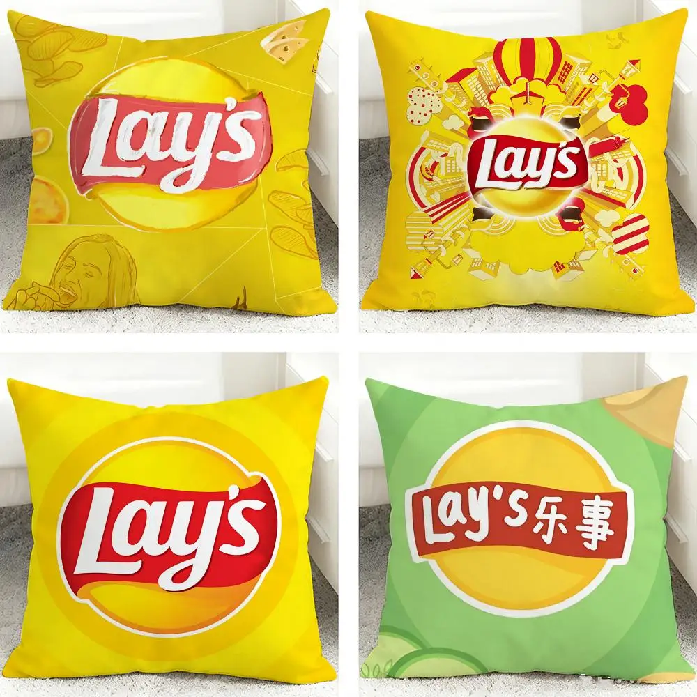 Food Brand L-Lay's Cushion Cover Soft Short Plush Pillow Case Cushion Cover for Living Room Sofa Decor