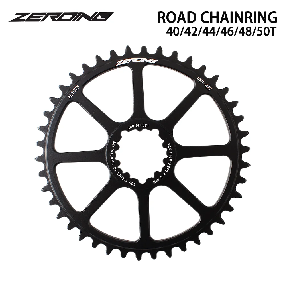 ZEROING Road Bike Tooth Disc 40 42 44 46 48 50T Folding Bicycle Sprocket Wheel Hollow Integrated Single Disc 10/11/12s Parts