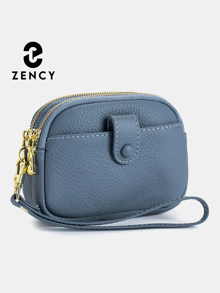 Zency Classic Women's Blue Soft Wallet Large Capacity Female Zipper Coin Purses Multifunctional Layer Business Card Holder Bag