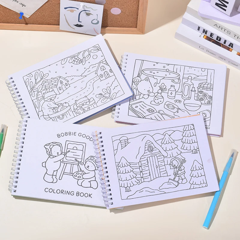 New BOBBIE GOODS Coloring Book Creative And Interesting Graffiti Coloring Book Kids Cute Animal Theme Graffiti Painting Book