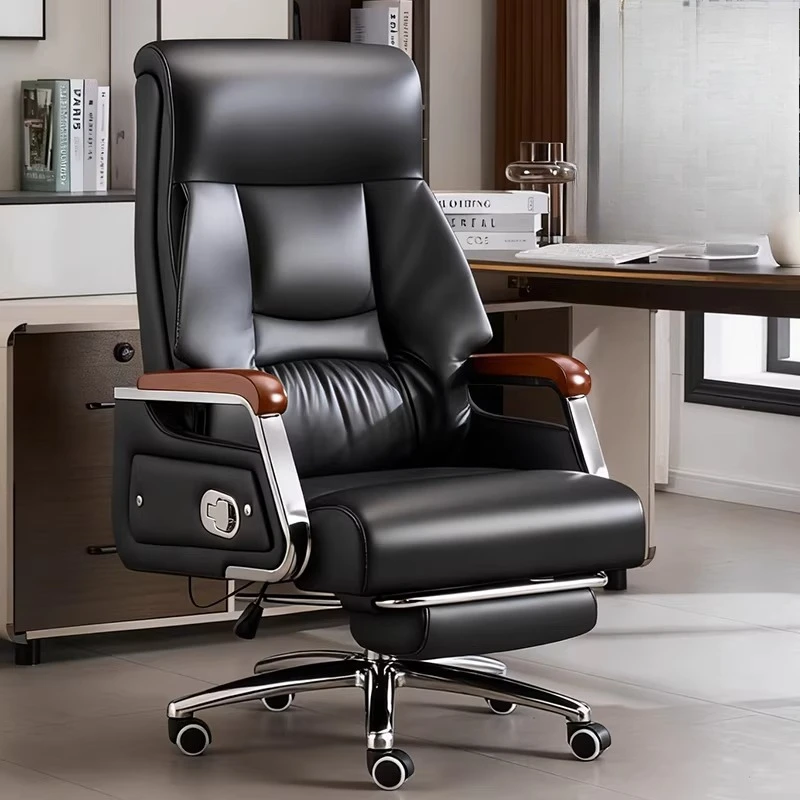 

Премиум-кресло для руководителя из натуральной кожи - комфортное компьютерное кресло для длительного сидения, для дома и офиса JT40