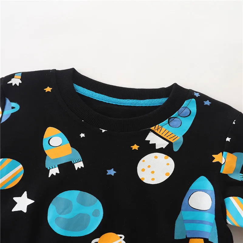   Jumping Meters 2-7T  Autumn Winter Rockets Print  Baby Boys Clothing Sets Cartoon Kids Clothes Toddler 2 Pcs Sets