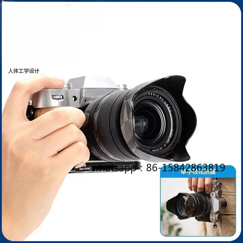 QAL-XT50 Camera Handle L-shaped Quick-loading Plate Retro Solid Wood Design for XT50