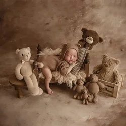 Tenues d'ours en peluche pour la photographie du nouveau-né, chapeau de combinaison de bébé, oreiller de pose de bébé au beurre, studio, accessoires de séance photo pour bébé