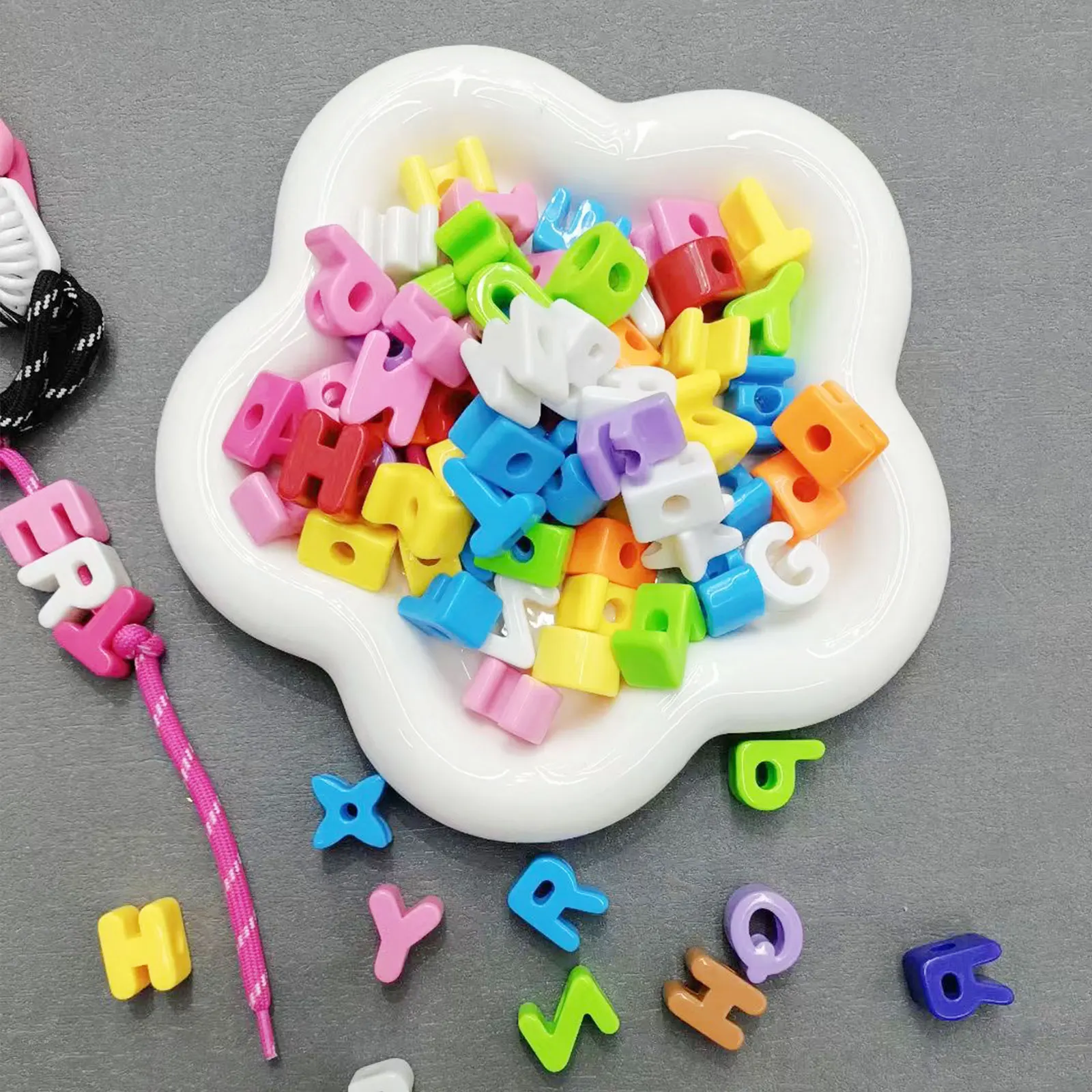 Colorful English Alphabet Letters Beads For Jewelry Making DIY Crafts Decorations Phone Chain Keyring Beadable Pens Accessories