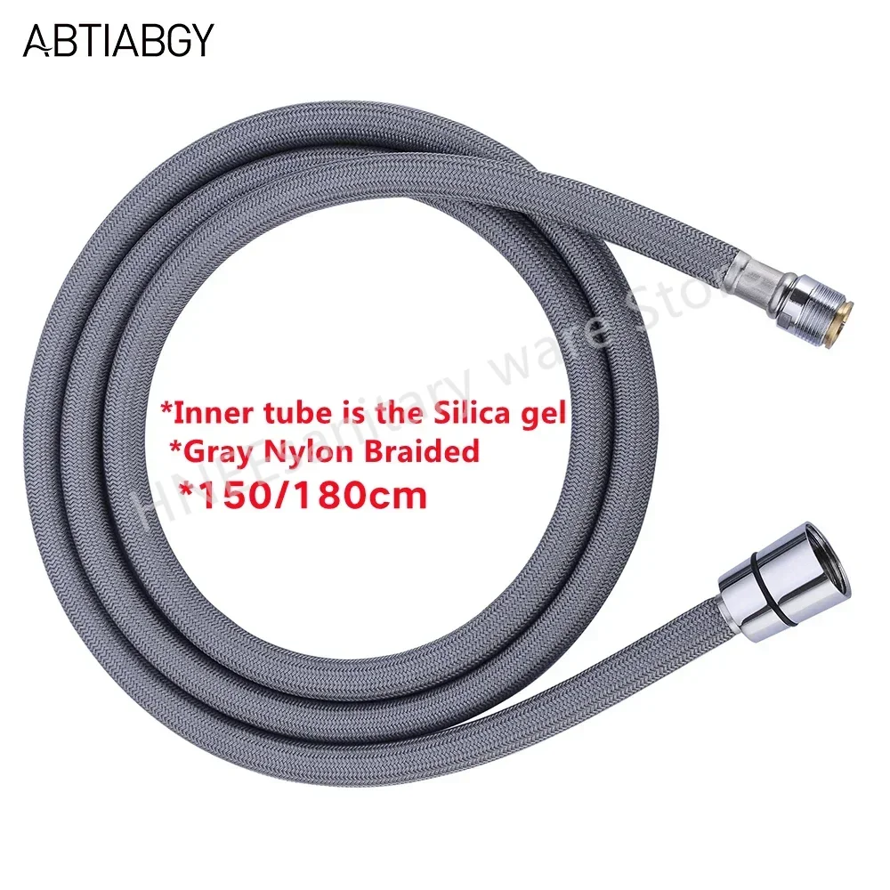 F1/2 M15*1 Nylon Braided Flexible Hose Kitchen Faucet Pull Out Hose Motion Connetor Plumbing Hose Silica Gel Inner Tube Gray