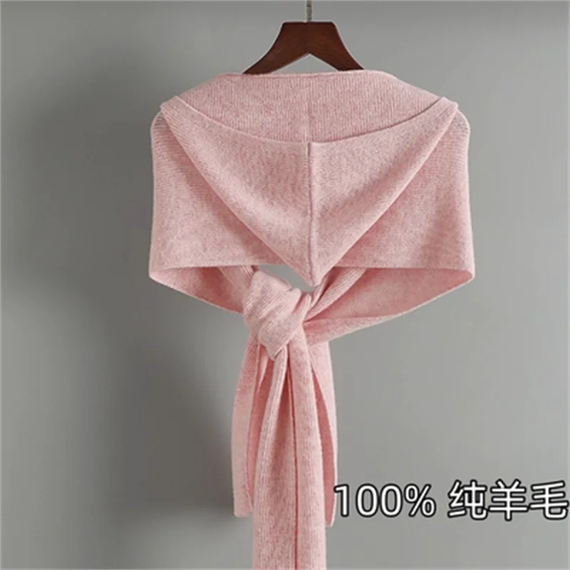 Winter New Fashion Solid Color 100% Merino Wool Scarf Shawl Women Outdoor Keep Warm Soft Cashmere Knit Scarf Long Scarves 190*26