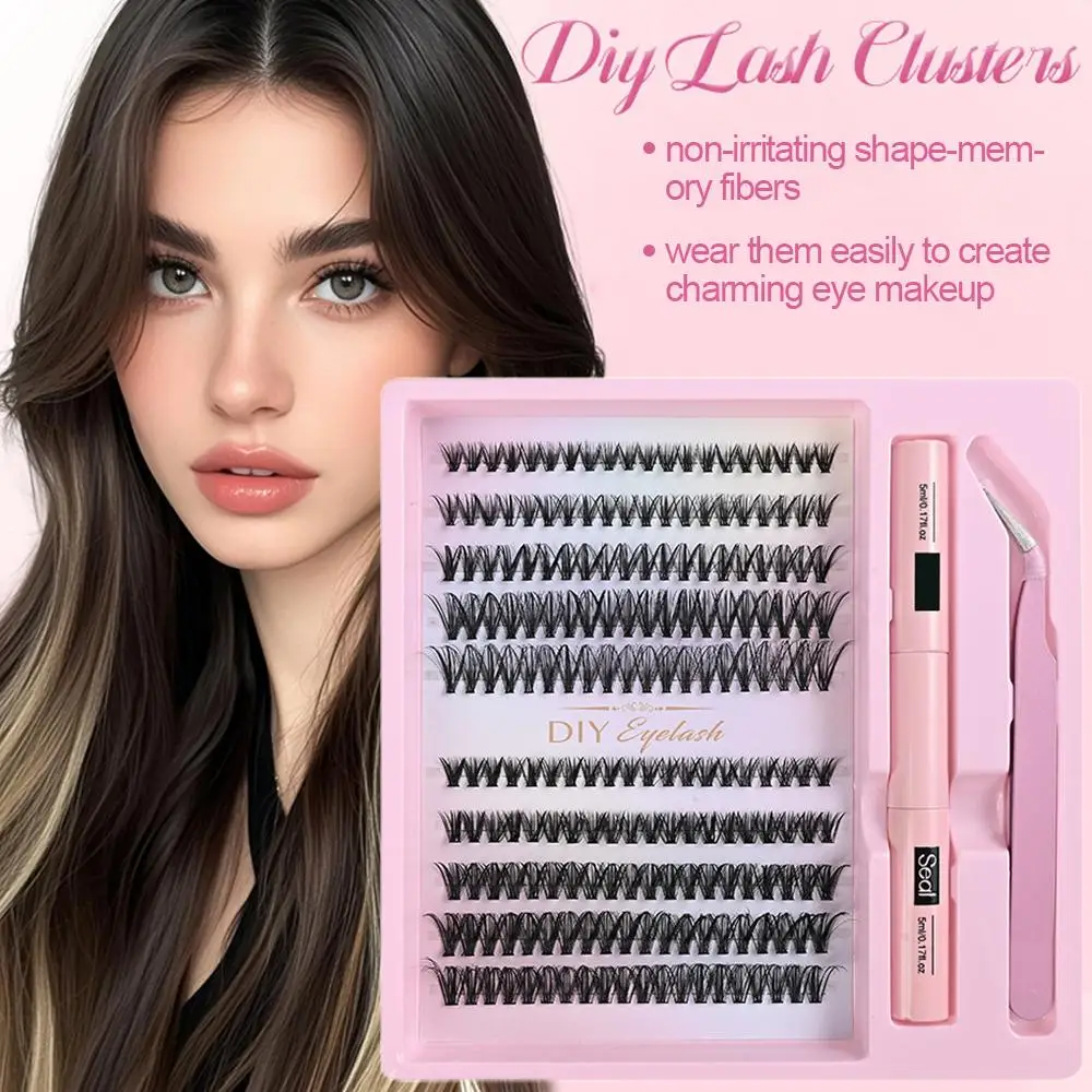 200 pçs kit de clusters de cílios macios extensões de cílios individuais com chicote inferior diy kit de extensão de cílios compõem cílios diy