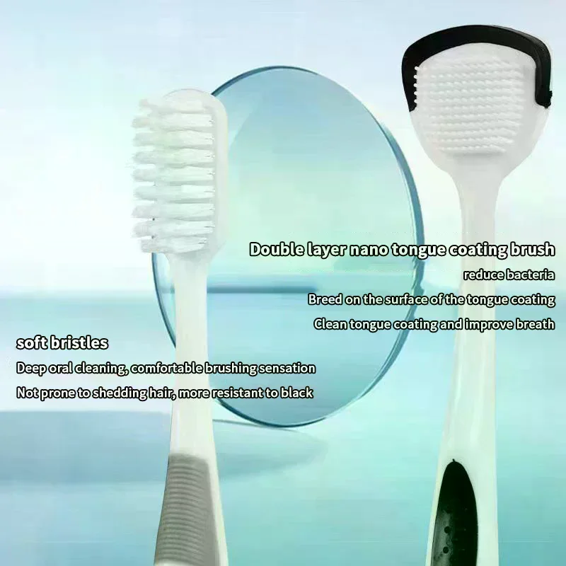 

Dual Uses Tongue Scraper Cleaners Reusable Oral Health Cleaning Brush Hygiene Oral Care Toothbrush Mouth Fresh Breath Scraping