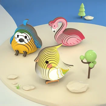Rompecabezas de papel 3D de animales para niños, juguetes educativos, tema de loro, divertido ensamblaje Manual de bricolaje, modelo tridimensional, juguete para niños y niñas