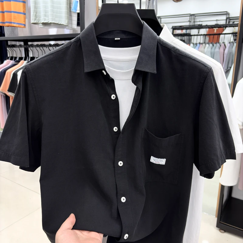 Men's Short Sleeve Shirts Summer New Arrivals for Young and Middle-aged Business Casual Starch-Free Loose Thin Shirts