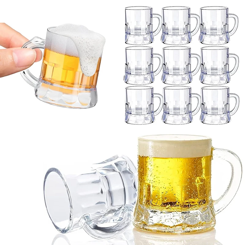 5/10PCS 30ml Beer Cup Small Handle Plastic Whisky Mini For Party Mug Glass Barware Kitchen Dining Bar Home Garden Decoration