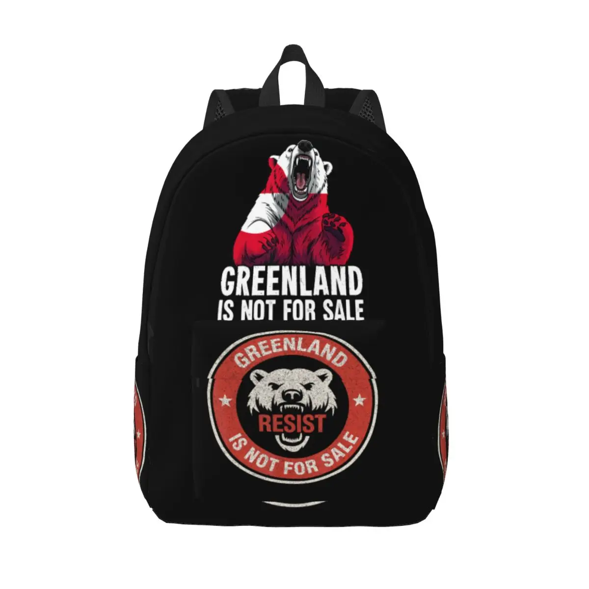 Greenland Is Not For Sale Polar Bear Resist Graphic Backpack Hiking Backpacks Women Men Cool School Bags Custom Big Rucksack