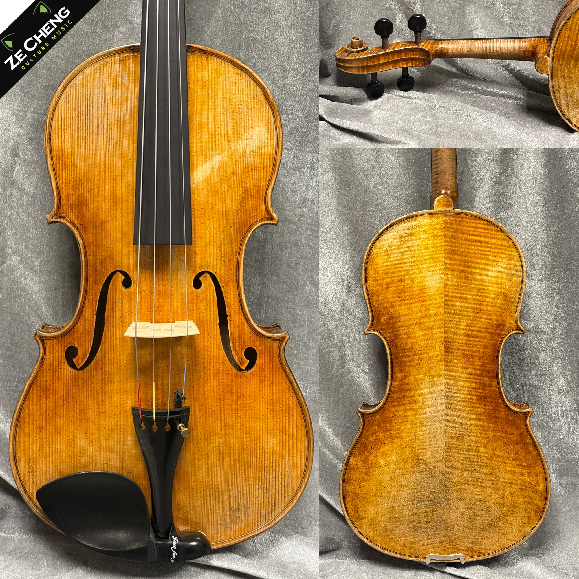 Vintage Handmade Viola 16inch Adult Viola Ebony Accessories Complete Set of Bows Case Shoulder Rest Strings