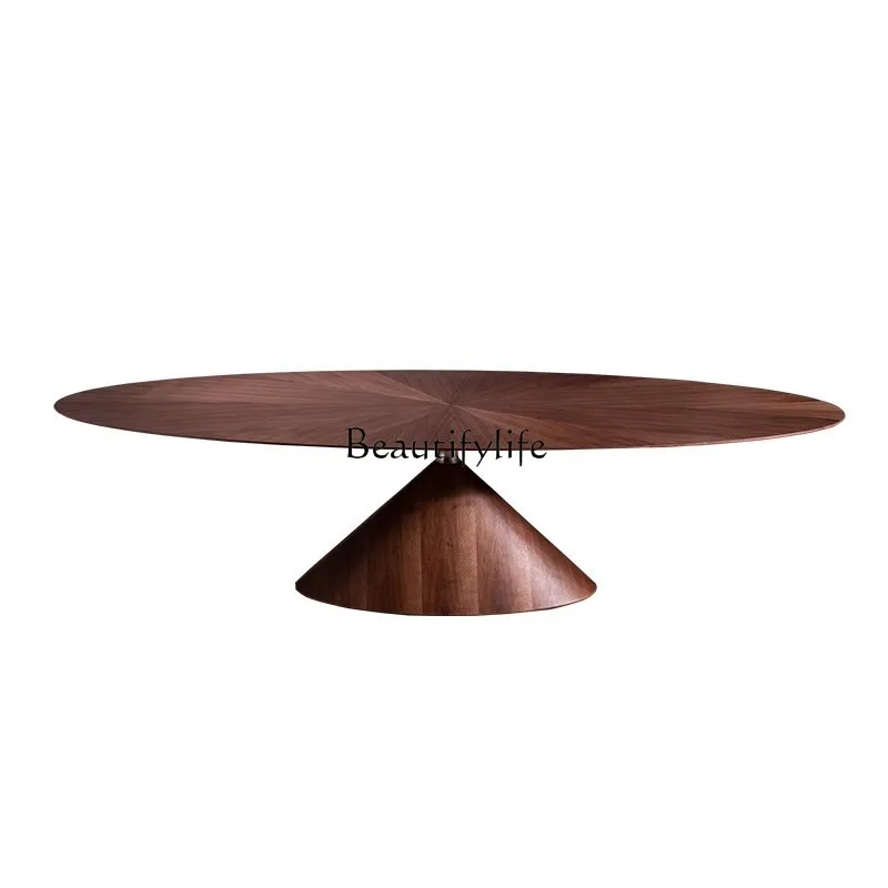 

North American Black Walnut Dining Table Oval Meeting Large Flat High-end Minimalist Desk