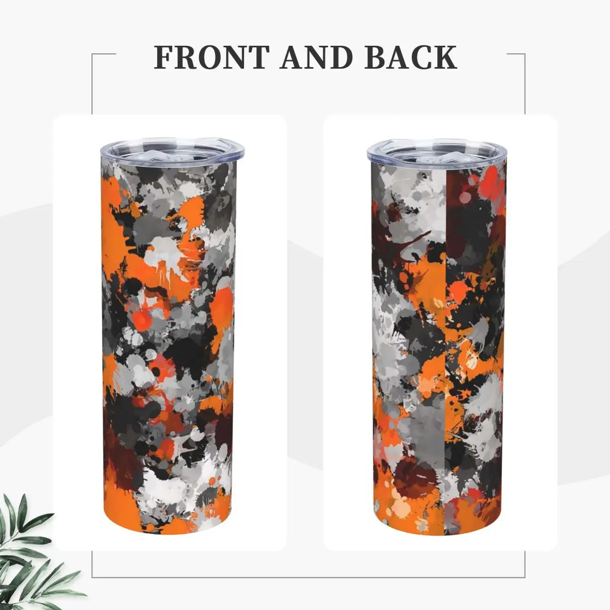 Orange And Grey Paint Spl Stainless Steel Tumbler Vacuum Insulated Mug Thermal Cold Cup Straw With Lid 20oz