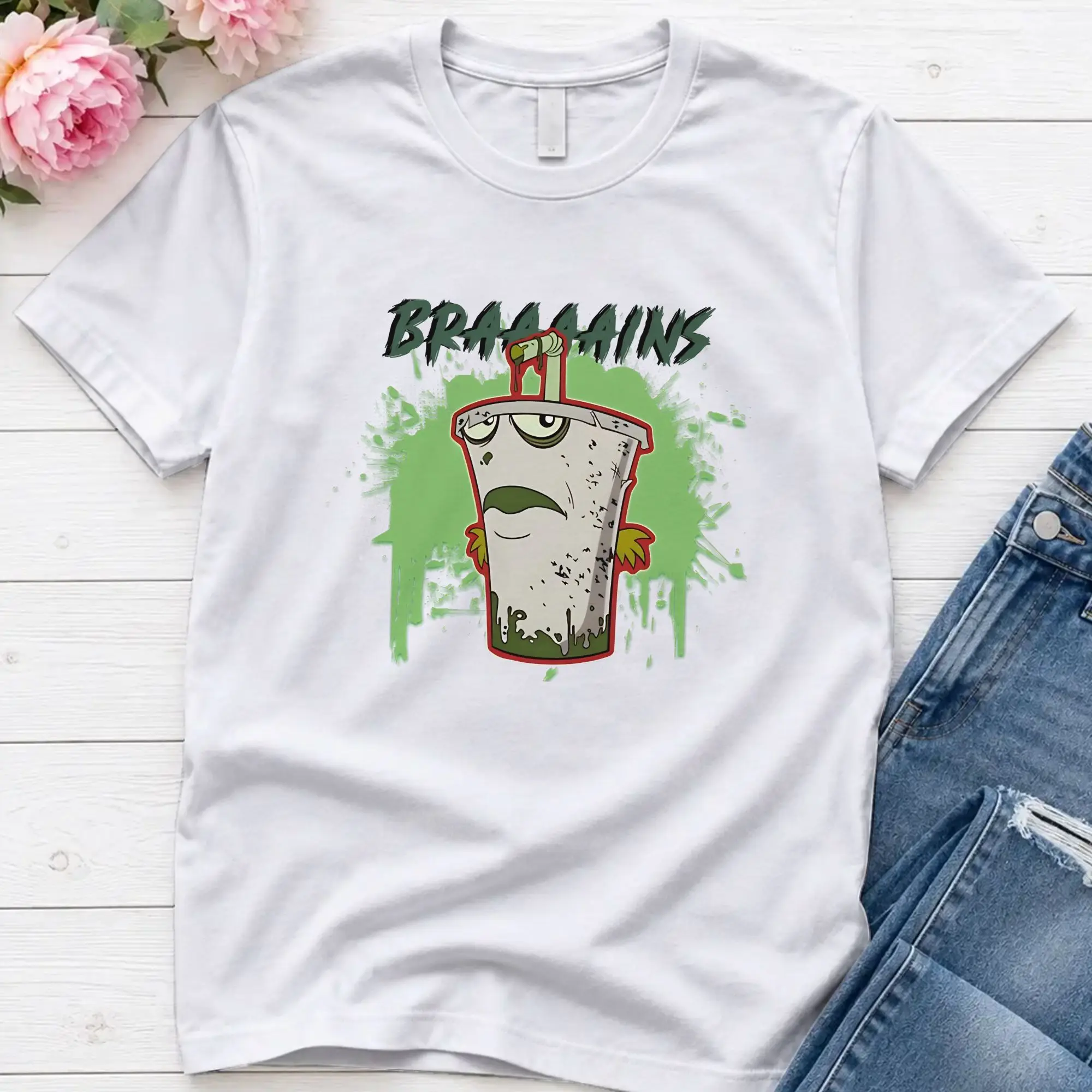 Men Zombeh Milkshake T Shirt Aqua Teen Hunger Force Pure Cotton Clothes Novelty Short Sleeve Round Collar Tees Plus Size T-Shirt