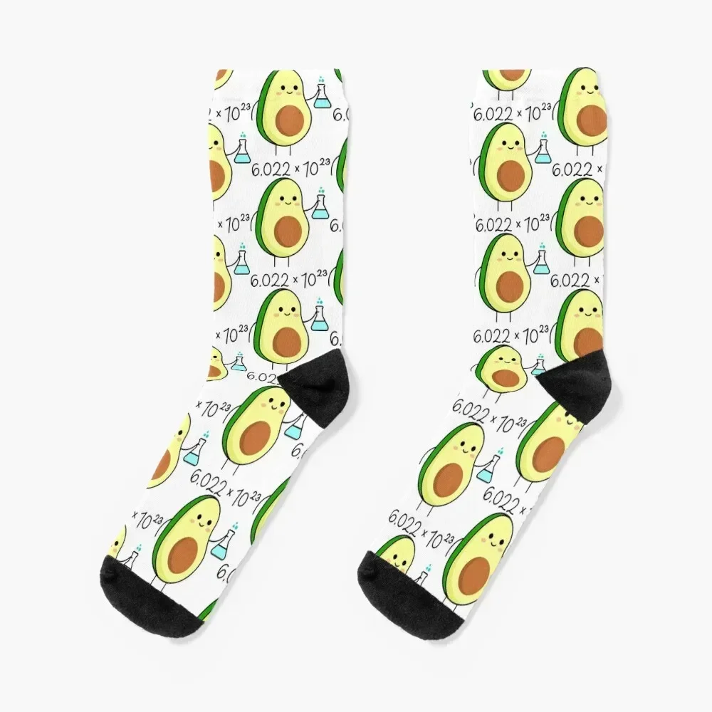 Avogadro's Number Pun. Cute Avocado Chemist Socks basketball cartoon Woman Socks Men's