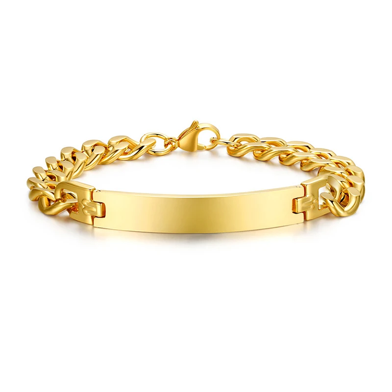 Goxijite Custom Name Cuban Chain Bracelet Personalized Stainless Steel Men's/Women's Engraved Text Jewelry Gift Wholesale