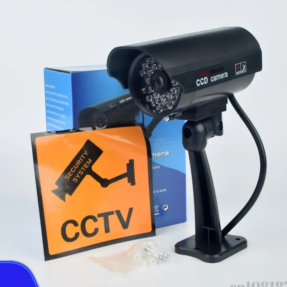 Outdoor Dummy Camera Bullet Fake CCTV  Camera ABS Engineering Plastic Bracket with Flashing Red LED Light 160x124x85mm