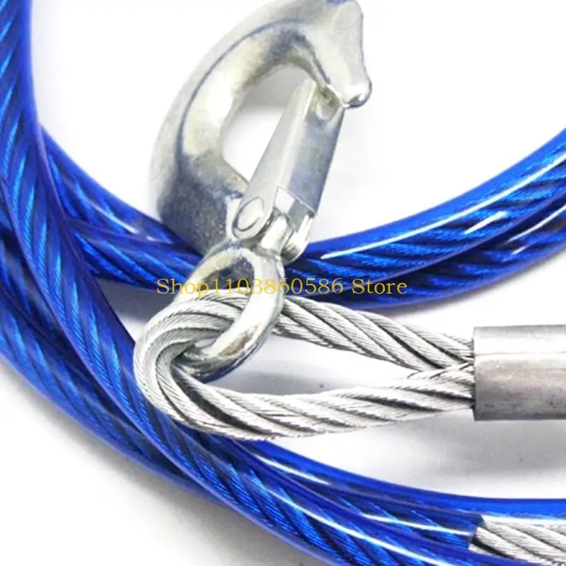 242A 4M/5M Cable Cable Winch STREP ROPE لسحب حبل السحب الثقيل للسيارة مع خطاف السلامة لاستعادة السيارة