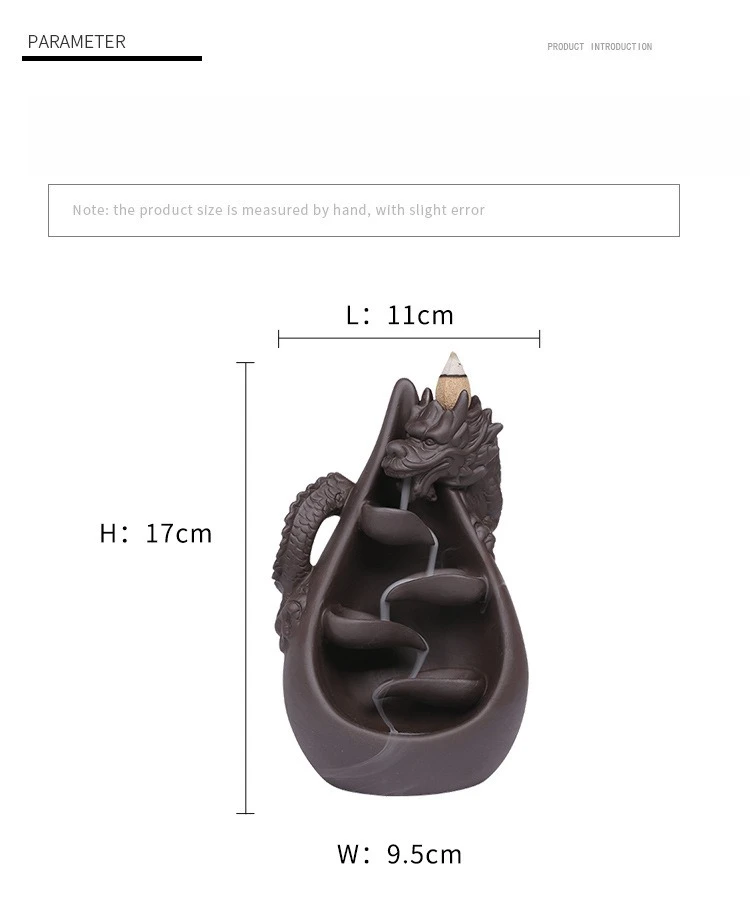 Relief Dragon Incense Burner, Waterfall Backflow Incense Holder, Aromatherapy Ornament, Zen Decor Home Decor -No Incense 1pc