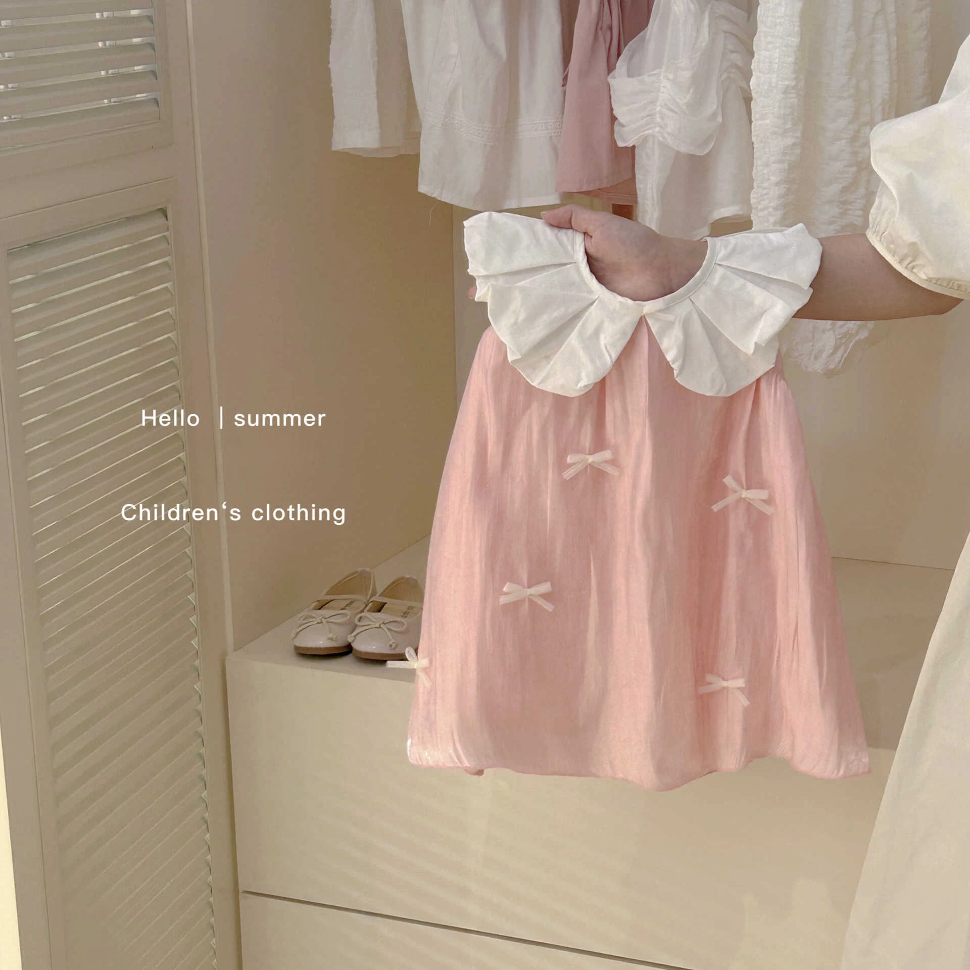 Girls Dress 2024 New Summer Korean Version Foreign Style Female Treasure Sweet Pink Bow Princess Skirt Vest Children Skirt