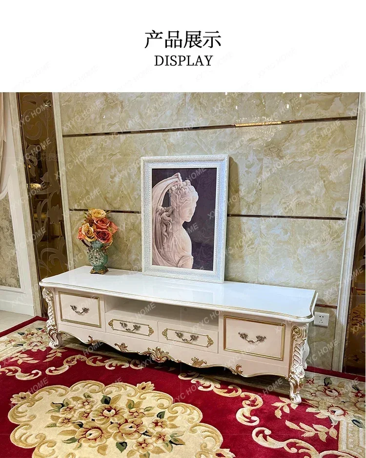 H solid wood TV cabinet, court living room engraved with drawers TV, locker