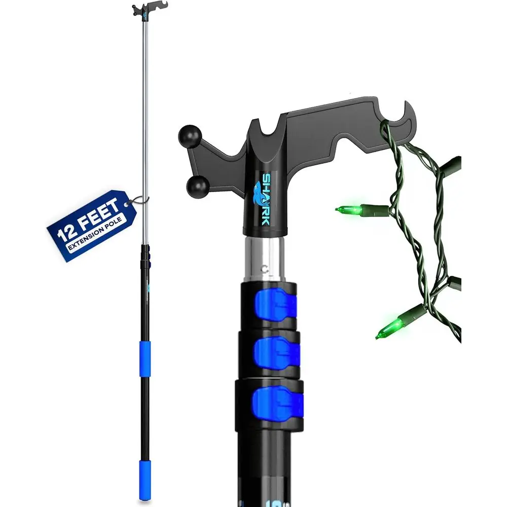 

4-12 T Extension Pole W/Hook, Chrisas Light Pole Hanger Tool, Telescoping Pole or Chrisas Lights Installation, Lightweight and S