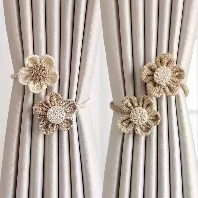 Flower Curtain Magnetic Tie Rope Backs Holdbacks Buckle Clips Accessory Rods Accessoires Hook Holder Home Decorations