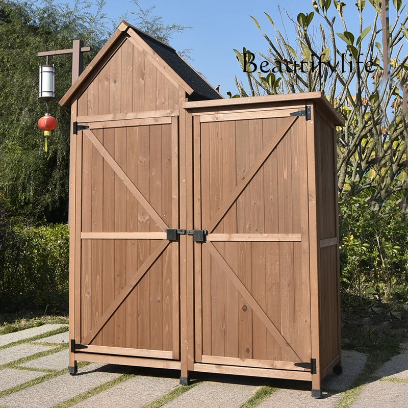 

Outdoor Locker Tool Cabinet Sundries Waterproof Farm Tools Sunscreen Household Balcony Garden Outdoor Pastoral Style