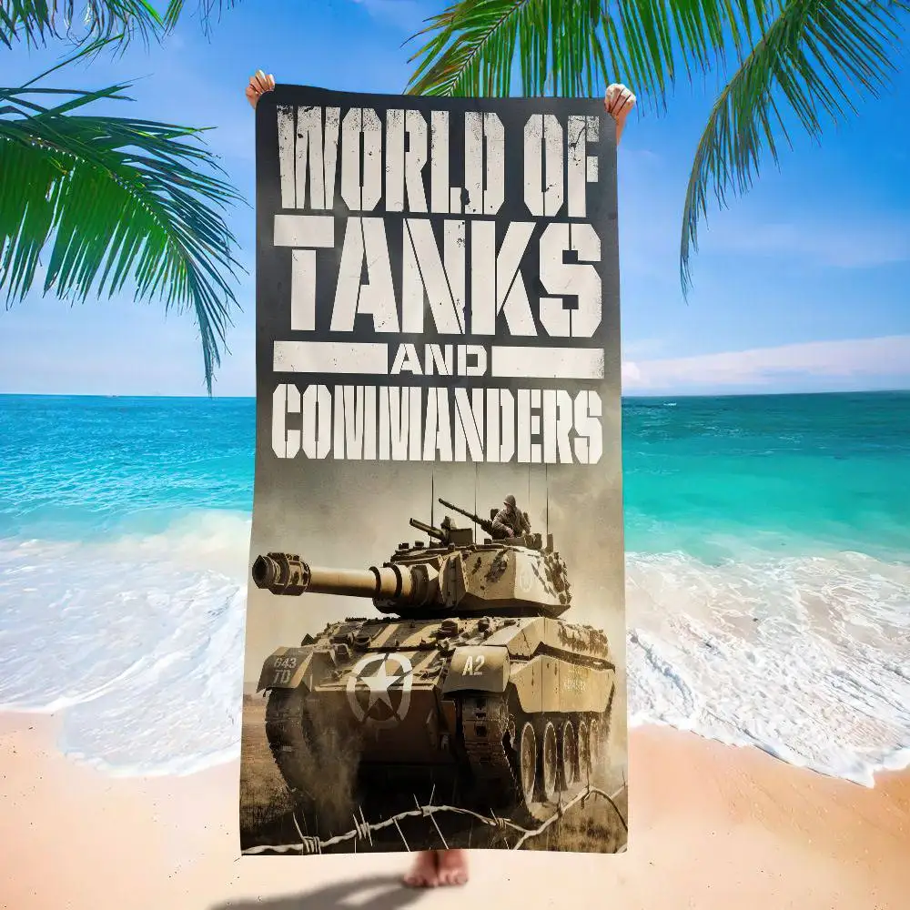 W-World Of Tanks Bath Towel Microfiber Soft Water Absorbing Breathable For Girl Kids Decorative Cartoon Beach Towel