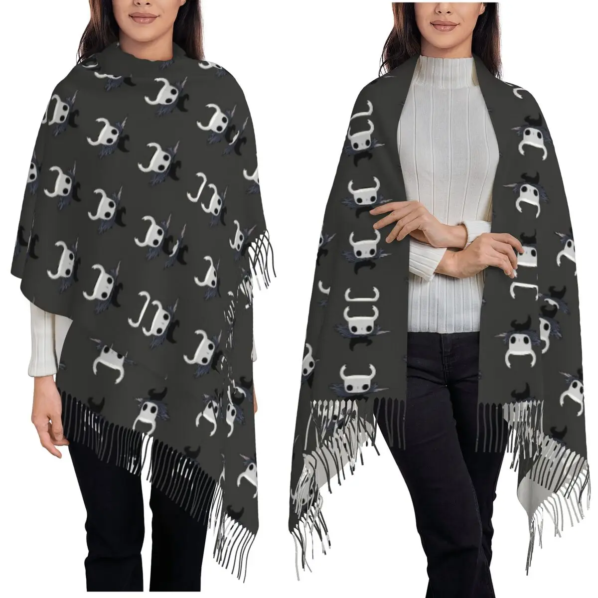 Hollow Knight Attack Scarf Tassel Scarves Women Soft Warm Shawls and Wraps Long Fall Winter Shawl Wrap