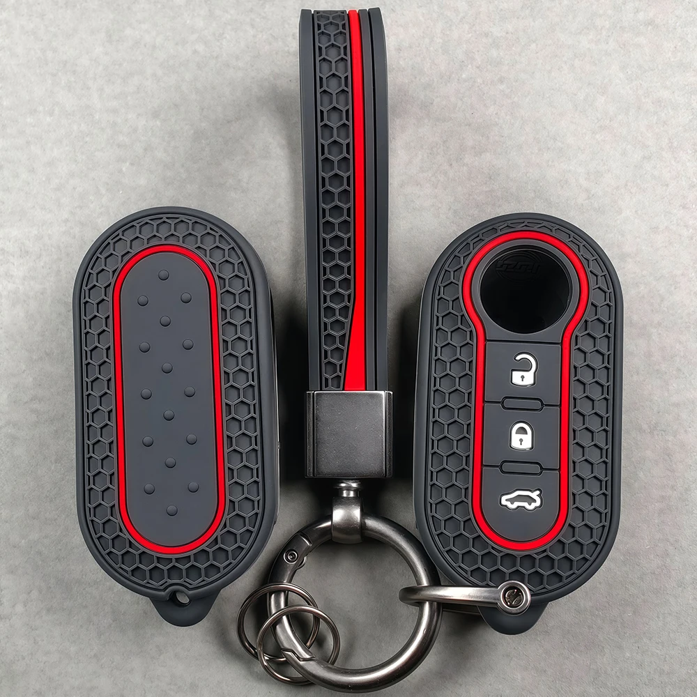 

Silicone Car Key Case Cover For Fiat 500 Ducato Panda 500L Punto Lancia Musa Citroen Car Keyring Keychain Interior Accessories