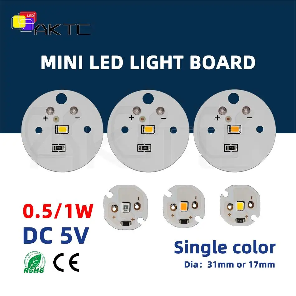 

2 светодиодные панели 5V SMD2835 монохромный нагрев / белый / желтый / синий диаметр 17 / 31 мм алюминиевый сплав низковольтные панели DIY лампы чип