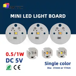 2 Pc LED Lights Board 5V SMD2835 Single Color Warm/White/Yellow/Blue Dia 17/31mm Aluminum Low Voltage Lamps Plate DIY Bulb Chip