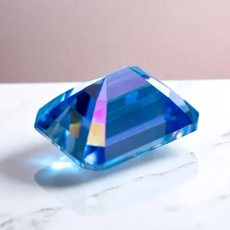 Ice Blue Color Moissanite Stone Emerald Cut Gemstone Lab Grown Diamond Advanced Jewelry Making Gift With GRA Certificate