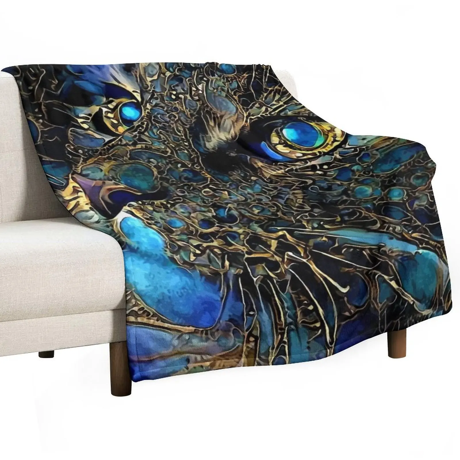 Cat jewell -cat, chat, cat, lea roche paintings Throw Blanket warm for winter Soft Beds Thermal Sofas Blankets