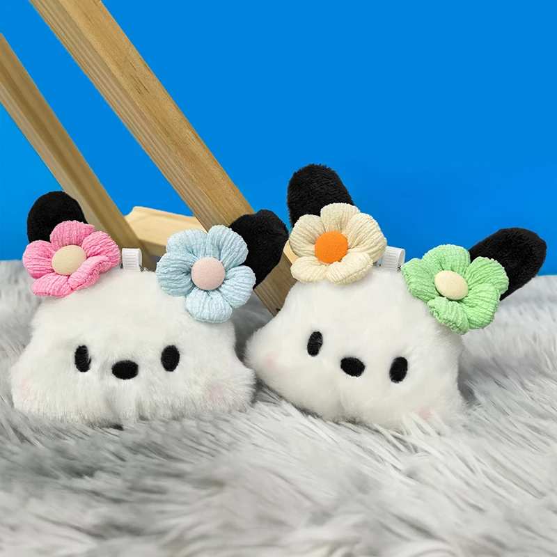 Sanrio-Llavero con cabeza de cachorro, muñeco de peluche de dibujos animados, decoración para mochila, accesorios colgantes, regalos