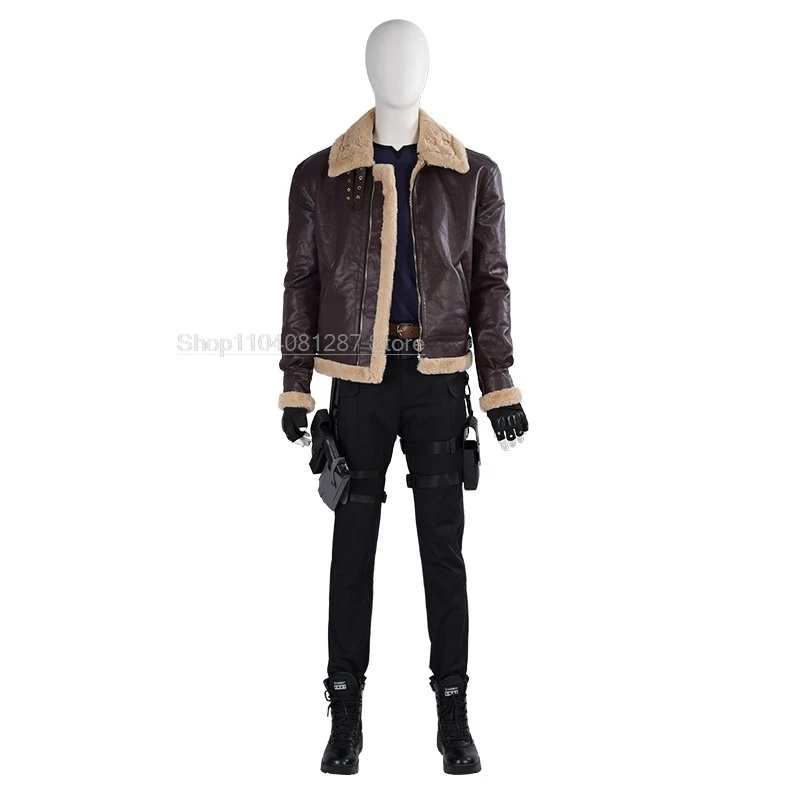 Man Biohazard Resident 4 Remake Leon S Kennedy Evil Cosplay Kostuum Jasje Tops Broek Fantasia Outfits Halloween Party Pak