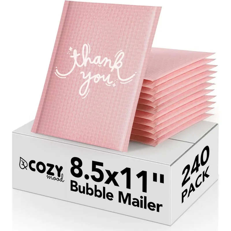 Bubble mailers 8.5x12 inch 240 usable size 8.5x11 ''Pink bubble mailer waterproof padded envelopes cushioning thank