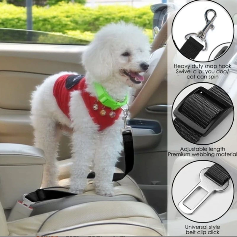 Pet products car seat belt dog leash with buffer elastic reflective safety rope leash dog rope