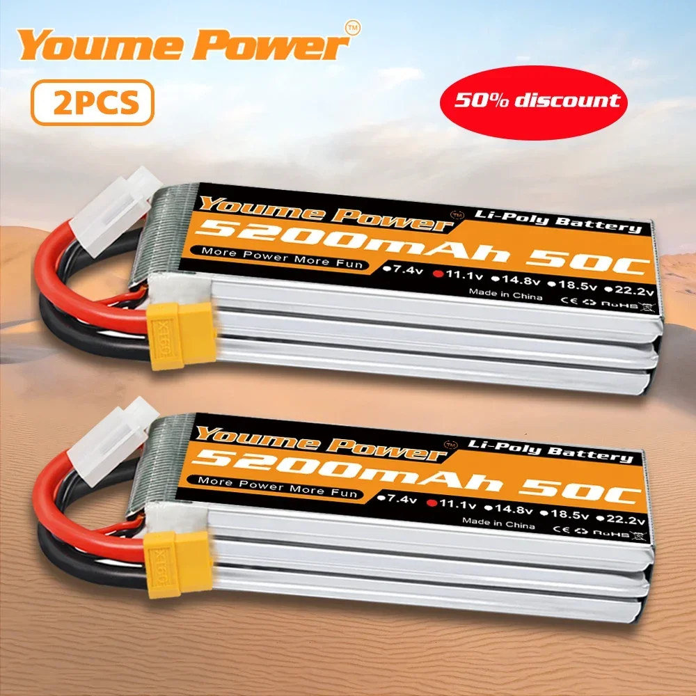 

2шт 2S 3S 4S 6S RC Lipo аккумулятор 7,4 В 11,1 В 14,8 В 22,2 В 3300 мАч 4500 мАч 5200 мАч 6200 мАч 6500 мАч с XT60 для автомобильного дрона