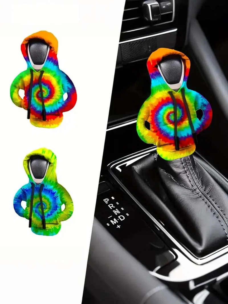 Lebhafter Tie-Dye-Kapuzenpullover mit Gangschaltung – geeignet für Auto-Innenräume, farbenfrohe Autozubehör und Dekorationen