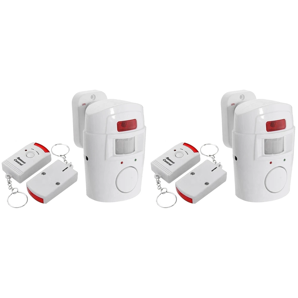 

SUNRI-2X Infrared Motion Sensor Alarm - Burglar Alarm With 4 Remote Controls, Suitable For Home/Garages/Shops