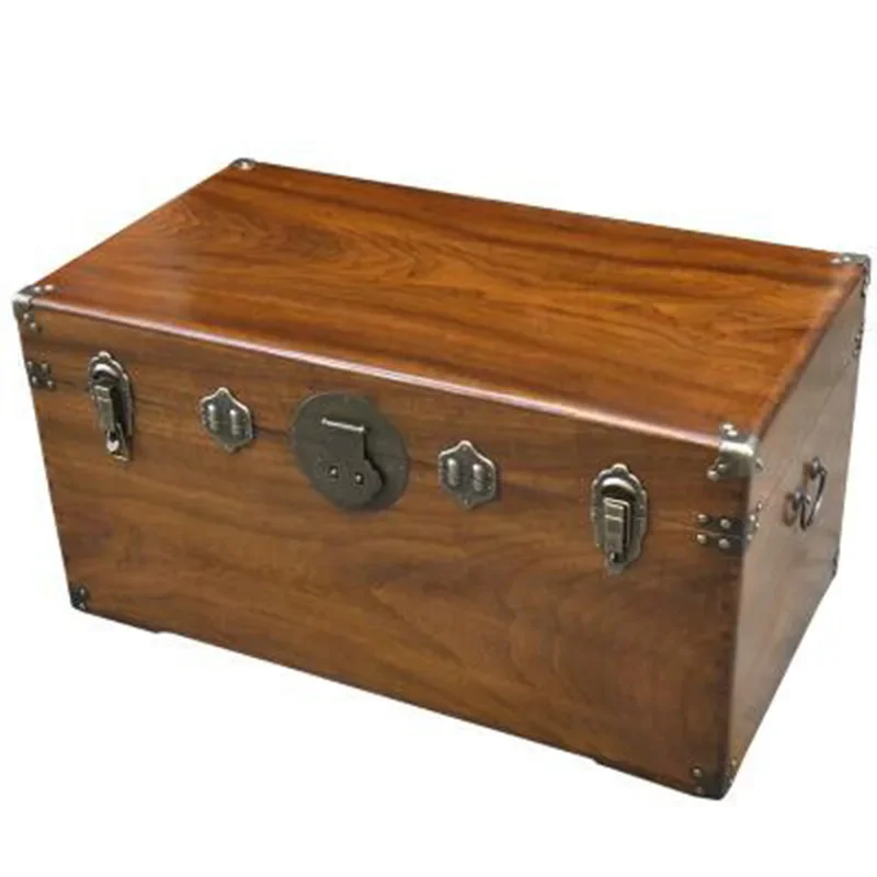 Pure fragrant camphor wood box, all camphor wood antique six-sided monolithic calligraphy and painting storage box