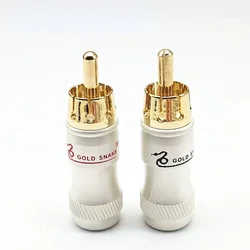 4pcs/lot Male Audio Video Connector Gold Adapter For Cable DIY gold snake RCA Plug HIFI Goldplated Audio Cable RCA